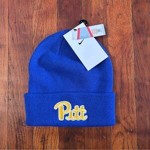 University of Pittsburgh PITT Nike Swoosh Logo Embroidered Blue Beanie Hat NWT